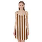 Vertical Stripes - White and Brown Satin Night Slip