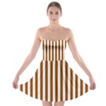 Vertical Stripes - White and Brown Strapless Bra Top Dress