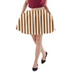 Vertical Stripes - White and Brown A-Line Pocket Skirt