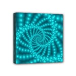 Glossy Pastel Blue Beaded Spiral Fractal Mini Canvas 4  x 4  (Stretched)