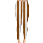 Vertical Stripes - White and Brown Women s Leggings