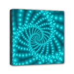 Glossy Pastel Blue Beaded Spiral Fractal Mini Canvas 6  x 6  (Stretched)