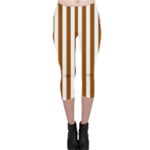 Vertical Stripes - White and Brown Capri Leggings