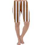 Vertical Stripes - White and Brown Cropped Leggings