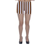 Vertical Stripes - White and Brown Skinny Shorts