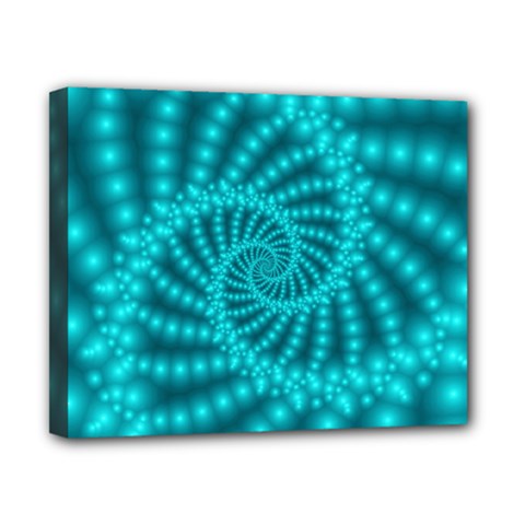 Glossy Pastel Blue Beaded Spiral Fractal Canvas 10  x 8  (Stretched) from ArtsNow.com