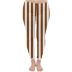 Vertical Stripes - White and Brown Winter Leggings