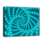 Glossy Pastel Blue Beaded Spiral Fractal Canvas 14  x 11  (Stretched)