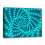 Glossy Pastel Blue Beaded Spiral Fractal Canvas 16  x 12  (Stretched)