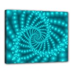 Glossy Pastel Blue Beaded Spiral Fractal Canvas 20  x 16  (Stretched)