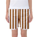 Vertical Stripes - White and Brown Women s Basketball Shorts