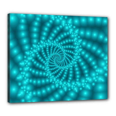 Glossy Pastel Blue Beaded Spiral Fractal Canvas 24  x 20  (Stretched) from ArtsNow.com