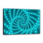 Glossy Pastel Blue Beaded Spiral Fractal Canvas 18  x 12  (Stretched)