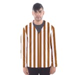 Vertical Stripes - White and Brown Hooded Wind Breaker (Men)