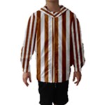 Vertical Stripes - White and Brown Hooded Wind Breaker (Kids)