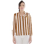 Vertical Stripes - White and Brown Wind Breaker (Women)