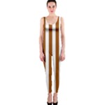 Vertical Stripes - White and Brown OnePiece Catsuit