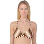 Vertical Stripes - White and Brown Reversible Tri Bikini Top