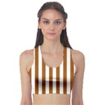 Vertical Stripes - White and Brown Women s Sports Bra