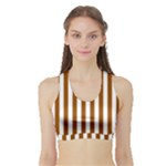 Vertical Stripes - White and Brown Women s Sports Bra with Border