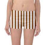 Vertical Stripes - White and Brown Reversible Boyleg Bikini Bottoms