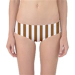 Vertical Stripes - White and Brown Classic Bikini Bottoms