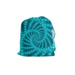 Glossy Pastel Blue Beaded Spiral Fractal Drawstring Pouch (Medium)