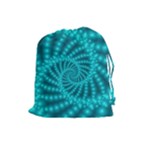 Glossy Pastel Blue Beaded Spiral Fractal Drawstring Pouch (Large)