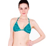 Glossy Pastel Blue Beaded Spiral Fractal Bikini Top