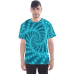 Glossy Pastel Blue Beaded Spiral Fractal Men s Sport Mesh Tee