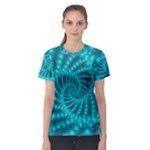 Glossy Pastel Blue Beaded Spiral Fractal Women s Sport Mesh Tee