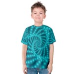 Glossy Pastel Blue Beaded Spiral Fractal Kid s Cotton Tee