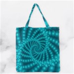 Glossy Pastel Blue Beaded Spiral Fractal Grocery Tote Bag