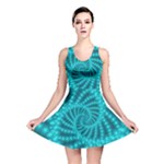 Glossy Pastel Blue Beaded Spiral Fractal Reversible Skater Dress