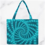 Glossy Pastel Blue Beaded Spiral Fractal Mini Tote Bag