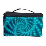 Glossy Pastel Blue Beaded Spiral Fractal Cosmetic Storage Case