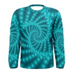 Glossy Pastel Blue Beaded Spiral Fractal Men s Long Sleeve Tee