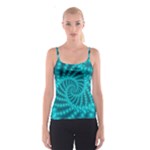 Glossy Pastel Blue Beaded Spiral Fractal Spaghetti Strap Top