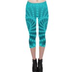 Glossy Pastel Blue Beaded Spiral Fractal Capri Leggings 