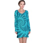 Glossy Pastel Blue Beaded Spiral Fractal Long Sleeve Nightdress