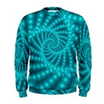 Glossy Pastel Blue Beaded Spiral Fractal Men s Sweatshirt