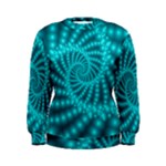 Glossy Pastel Blue Beaded Spiral Fractal Women s Sweatshirt