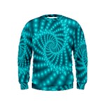 Glossy Pastel Blue Beaded Spiral Fractal Kids  Sweatshirt