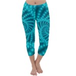 Glossy Pastel Blue Beaded Spiral Fractal Capri Winter Leggings 