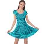 Glossy Pastel Blue Beaded Spiral Fractal Cap Sleeve Dress