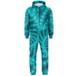 Glossy Pastel Blue Beaded Spiral Fractal Hooded Jumpsuit (Men)