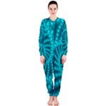 Glossy Pastel Blue Beaded Spiral Fractal OnePiece Jumpsuit (Ladies)