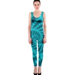 Glossy Pastel Blue Beaded Spiral Fractal OnePiece Catsuit