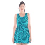 Glossy Pastel Blue Beaded Spiral Fractal Scoop Neck Skater Dress