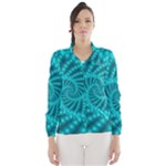 Glossy Pastel Blue Beaded Spiral Fractal Wind Breaker (Women)